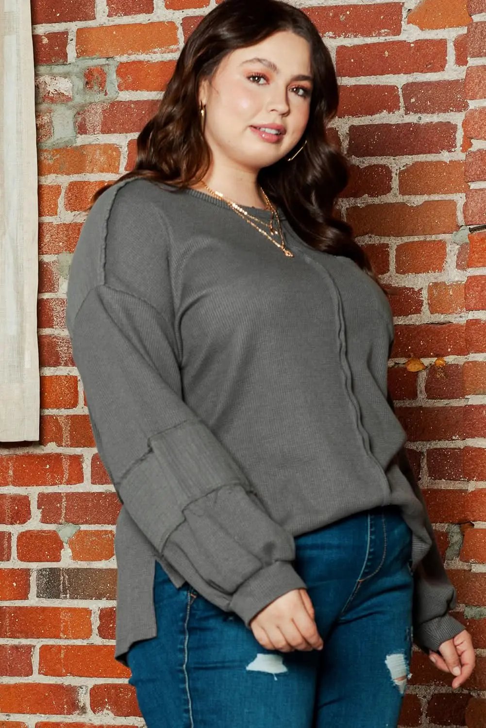 Chic dark grey plus size top - Love Salve
